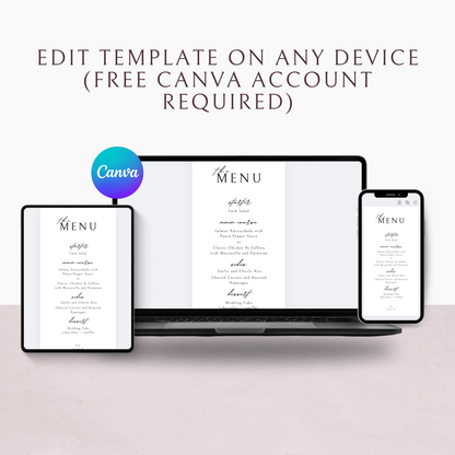 Minimalist Menu Template | Customizable