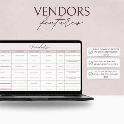 Essential Wedding Budget Tracker Spreadsheet - Blush Edition
