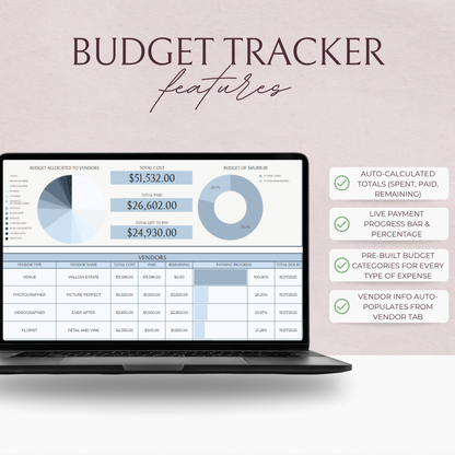 Essential Wedding Budget Tracker Spreadsheet - Something Blue Edition