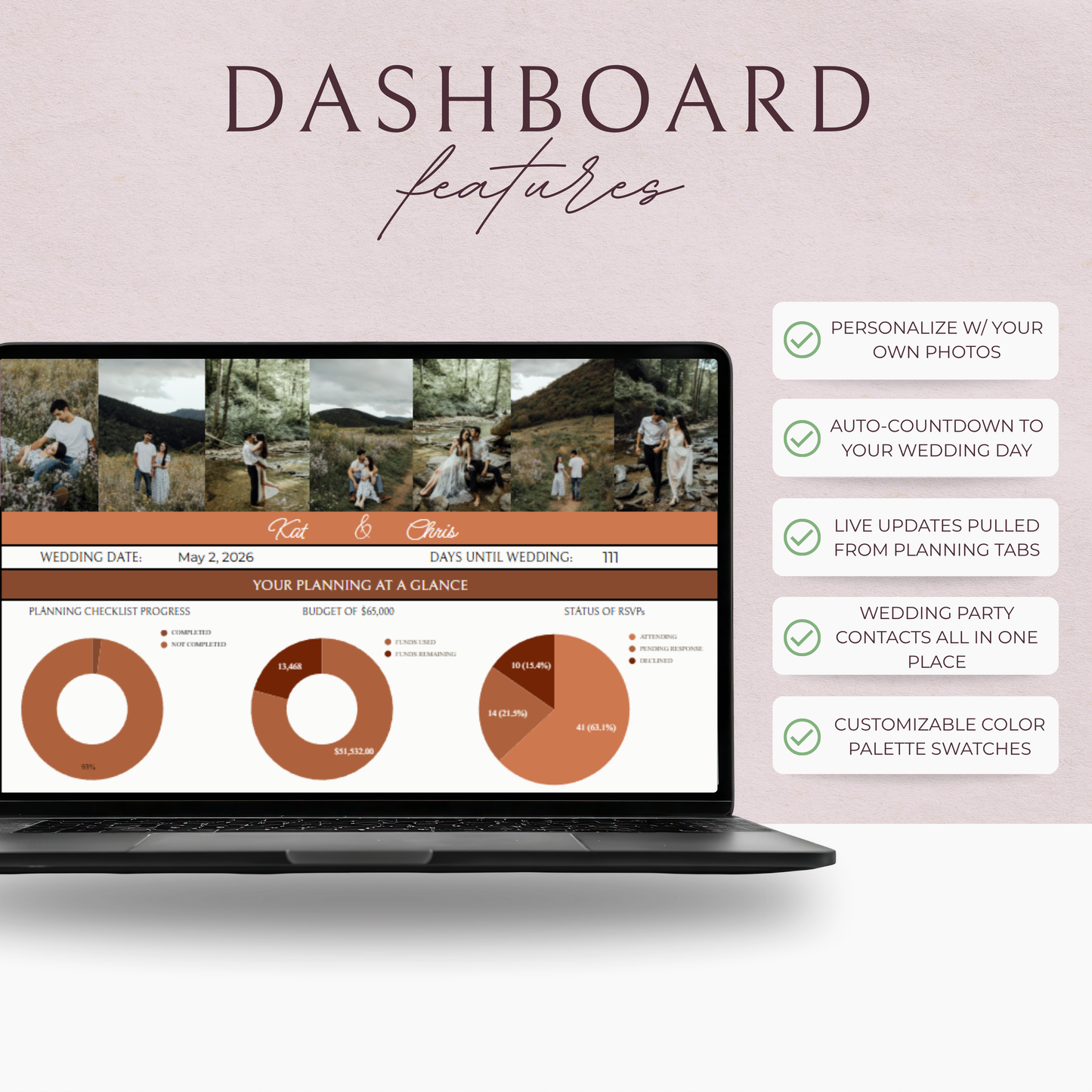 Essential Wedding Planning Spreadsheet - Terracotta Edition