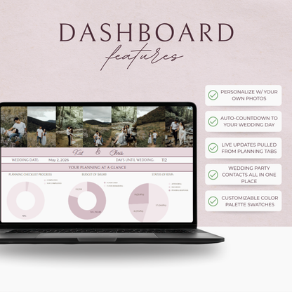 Essential Wedding Planning Spreadsheet - Blush Edition