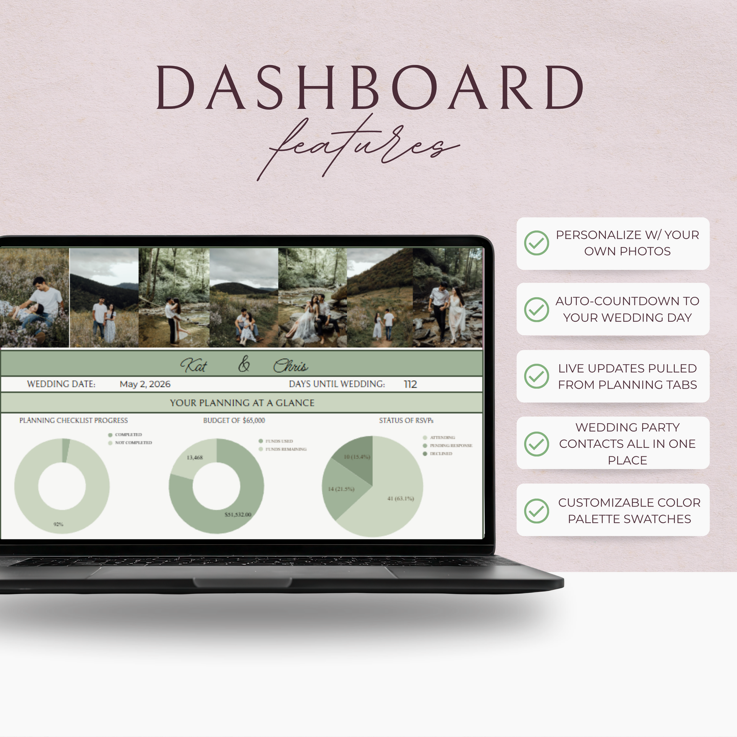 Essential Wedding Planning Spreadsheet - Sage Edition