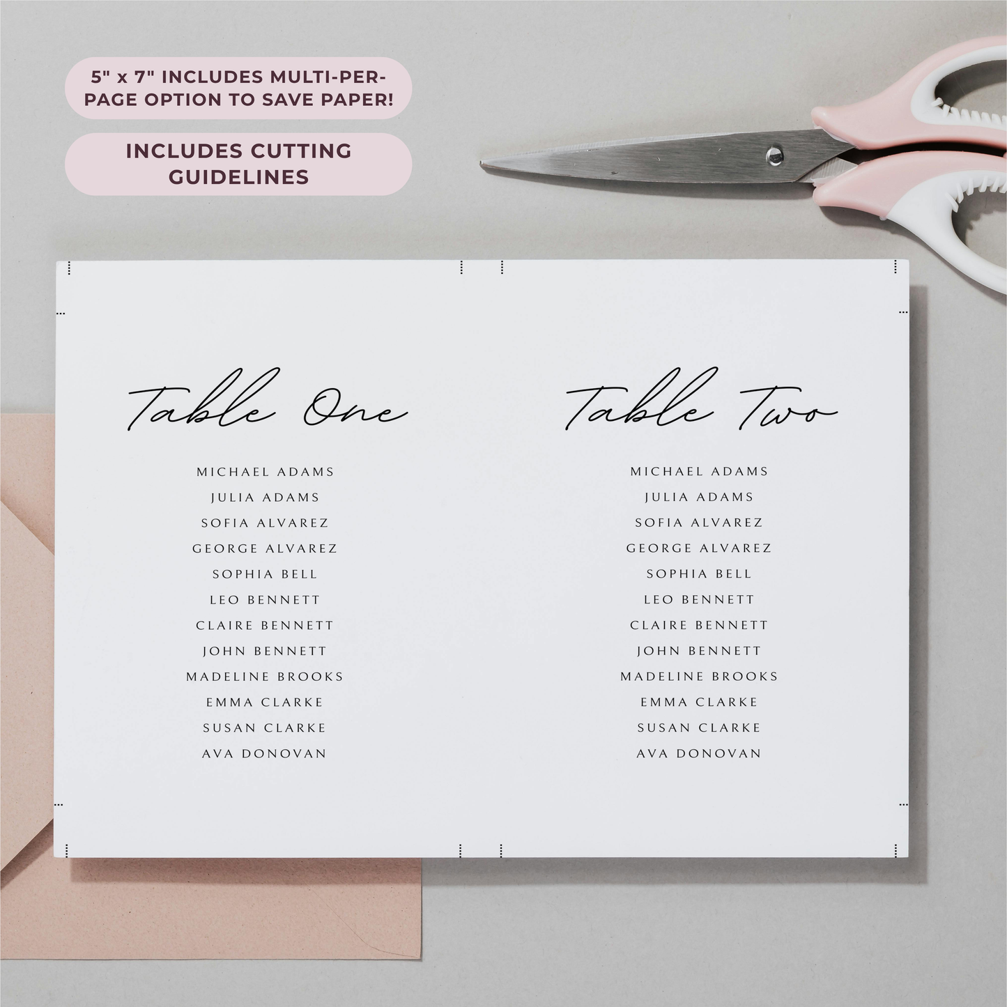 Minimalist Seating Chart Cards Template | Customizable
