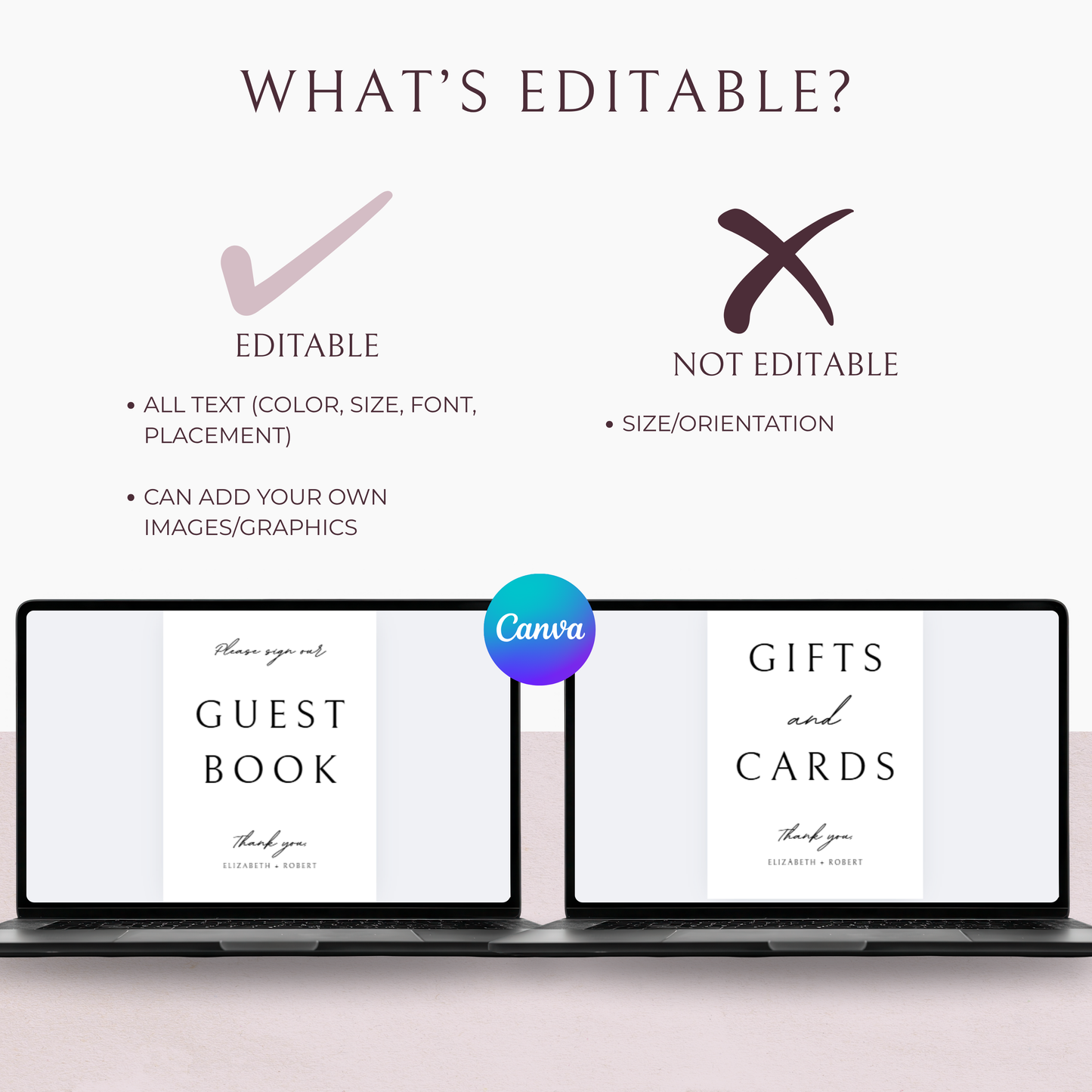 Minimalist Guest Book and Gifts & Cards Sign Template Bundle | Customizable & Ready-to-print