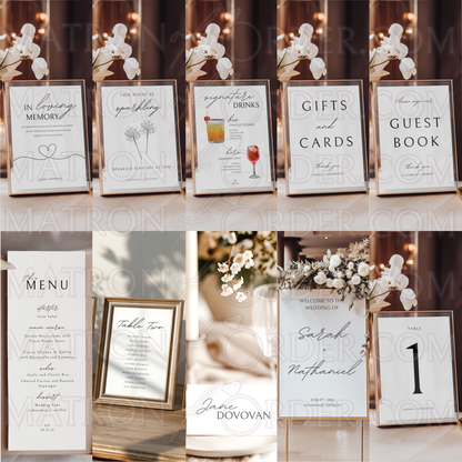 Minimalist Reception Signs Templates Bundle | Customizable + Ready-to-print