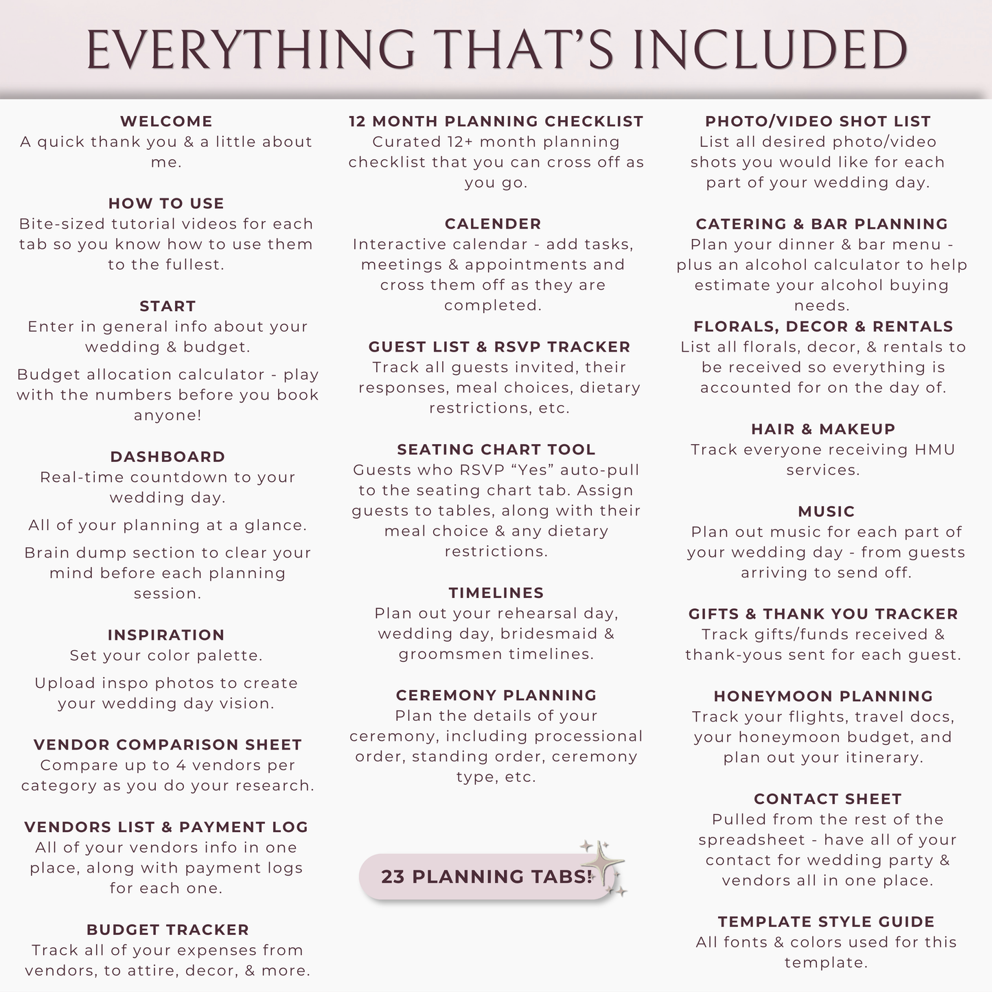 The Complete Wedding Planning Spreadsheet - Blush Edition
