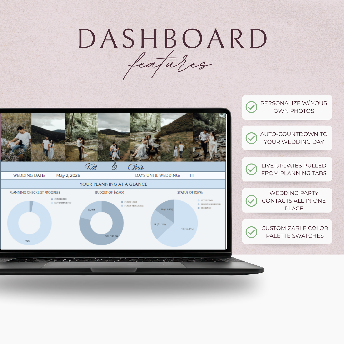Tableur essentiel pour l'organisation du mariage - Édition "Quelque chose de bleu"