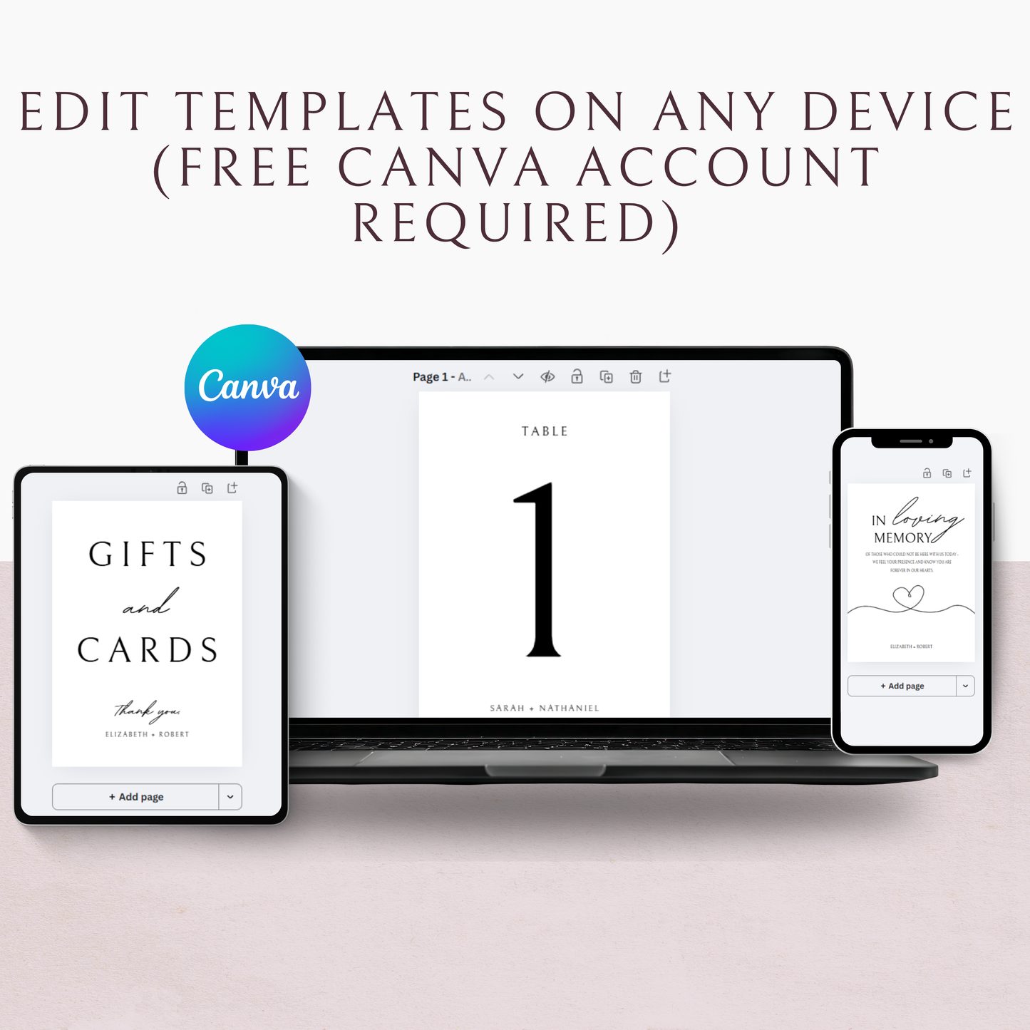 Minimalist Reception Signs Templates Bundle | Customizable + Ready-to-print