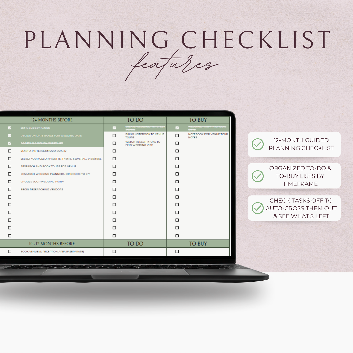Essential Wedding Planning Spreadsheet - Sage Edition