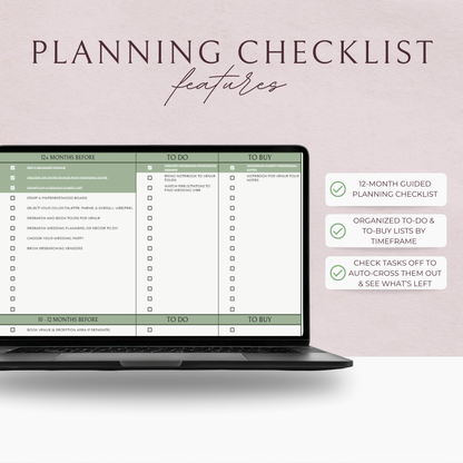Essential Wedding Planning Spreadsheet - Sage Edition