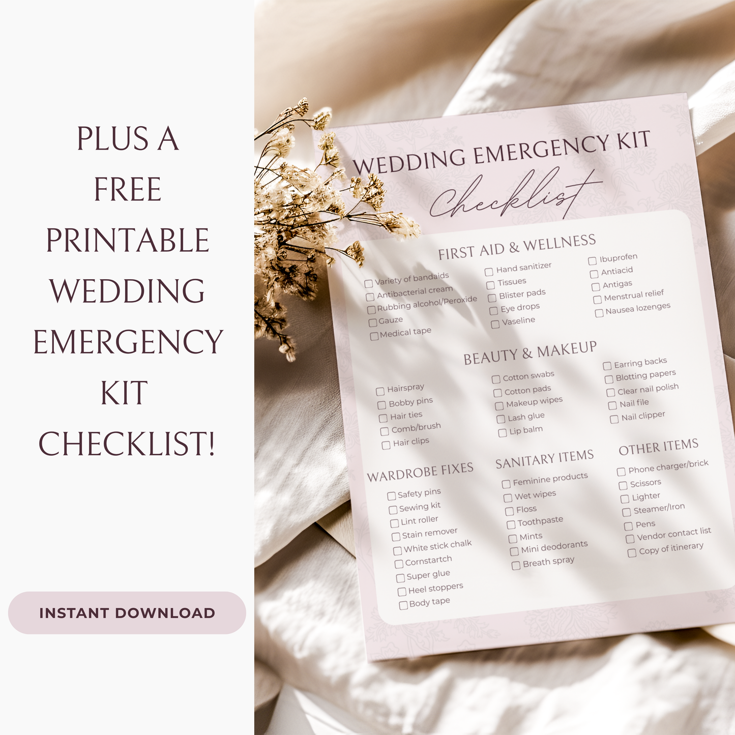 Essential Wedding Budget Tracker Spreadsheet - Blush Edition