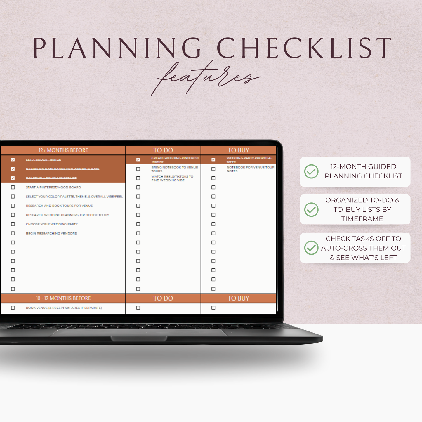 Essential Wedding Planning Spreadsheet - Terracotta Edition