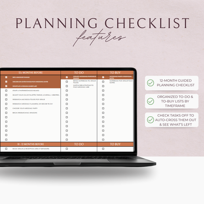 Essential Wedding Planning Spreadsheet - Terracotta Edition