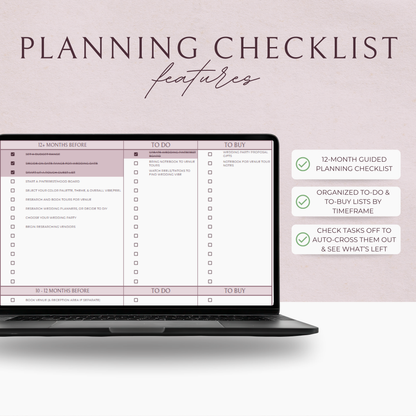 Essential Wedding Planning Spreadsheet - Blush Edition
