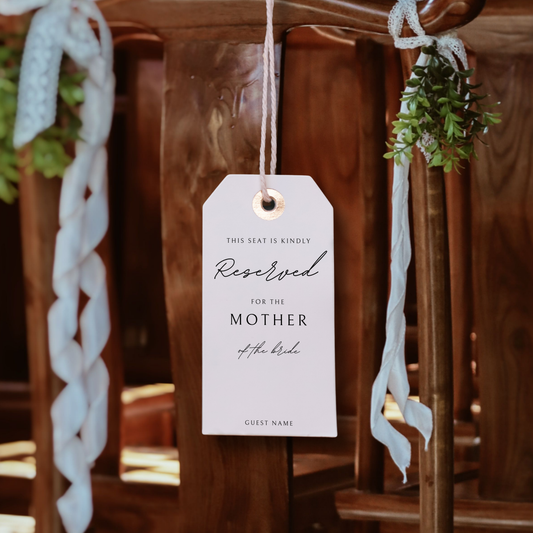 Minimalist Wedding Reserved Seating Tag Template | Customizable