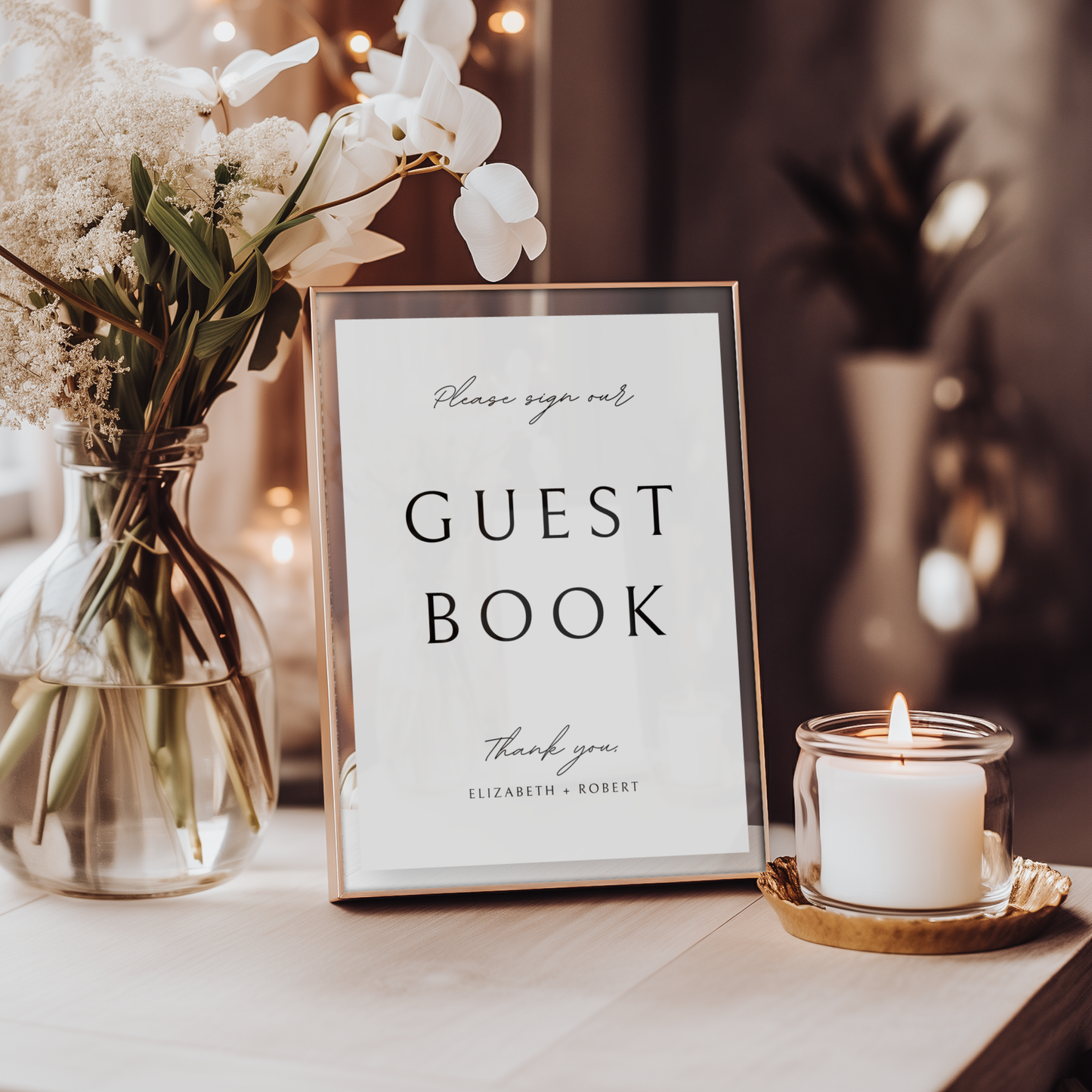 Minimalist Guest Book Sign Template | Customizable & Ready-to-print