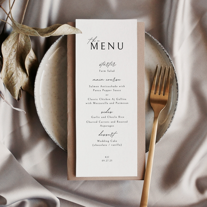 Minimalist Menu Template | Customizable