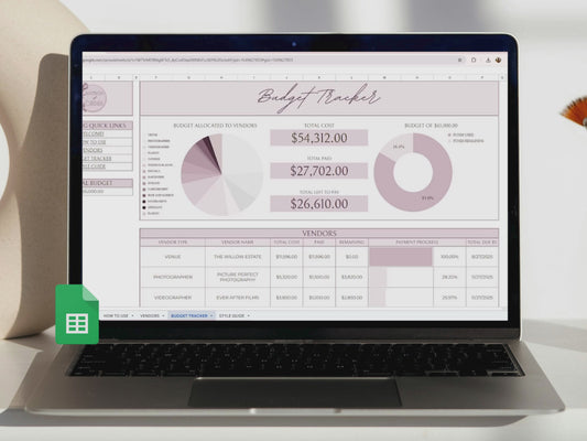 Essential Wedding Budget Tracker Spreadsheet - Blush Edition