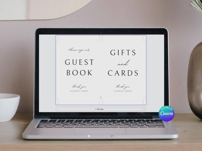 Minimalist Guest Book and Gifts & Cards Sign Template Bundle | Customizable & Ready-to-print