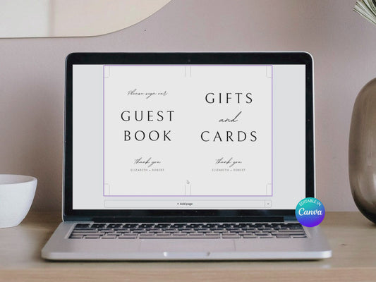 Minimalist Guest Book and Gifts & Cards Sign Template Bundle | Customizable & Ready-to-print