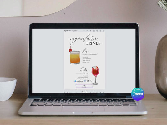 Minimalist Bar Menu Sign Template | Customizable